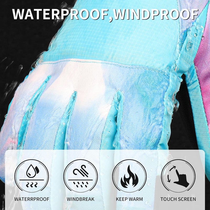 Odtmger Ski Gloves,Winter Waterproof & Warm Snow Gloves for Parent Child Kids-Skiing,Cycling,Motorcycle,Running - Image 2